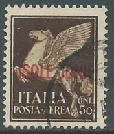 1941 ISOLE JONIE POSTA AEREA USATO 50 CENT - RA14-8 - Isole Ionie