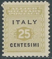 1943 OCCUPAZIONE ANGLO AMERICANA SICILIA 25 CENT MNH ** - RA21-2 - Anglo-Amerik. Bez.: Sicilë