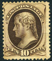 US #188  Mint No Gum  10c Jefferson (w/secret Mark) From 1879 - Unused Stamps