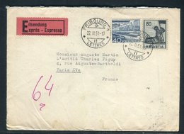 Suisse - Enveloppe En Exprès De Fribourg Pour La France En 1951 - Réf AT 213 - Marcophilie