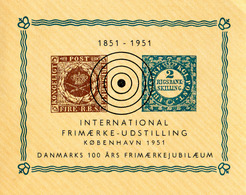 Denmark 1951 - 100 Years Of Danish Stamps - Reprint Of No. 1 And 2 - Ensayos & Reimpresiones