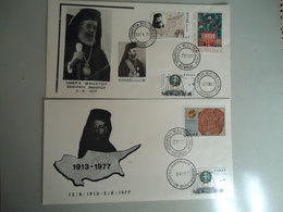 CYPRUS GREECE 2  COMMEMORATIVE COVERS MAKARIOS - Maximum Cards & Covers