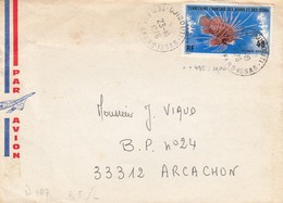 LETTRE AFFARS ET ISSAS. DJIBOUTI OCTOBRE 1976.   POUR LA FRANCE. POISSON N° 435 - Covers & Documents