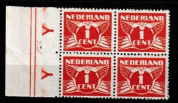 1934 Vliegende Duif Veldeel  Met Y,Y Rasterdiepdruk  NVPH 170Bb (4x) Postfris/MNH/** - Ungebraucht