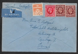 1935 - UK To Denmark Airmail Mixed Franking - SUNDAY LETTER - 4d + 10ö - SONDAGSBREV / SONNTAGSBRIEF - RARE - Cartas & Documentos