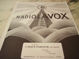 ANCIENNE PUBLICITE ENFIN LE HAUT PARLEUR RADIOLAVOX DE  RADIOLA  1925 - Affiches & Posters