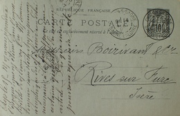 DF40266/570 - ENTIER POSTAL Sur CP  - TYPE SAGE - N°89-CP5 (651) - CHALON-S-SAÔNE (S Et L) à RIVES-SUR-FURE (Isère) - Overprinter Postcards (before 1995)