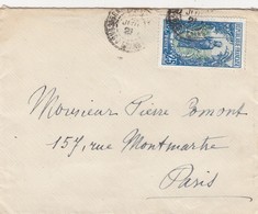 LETTRE. MOYEN CONGO. 1921. BRAZZAVILLE POUR PARIS. N° 54 SEUL SUR LETTRE - Covers & Documents