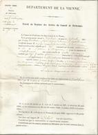 Extrait Du Registre Des Arrêtés Du Consel De Préfecture,VIENNE, POLICE Du Roulage,amende , 1850 ,frais 1.95e - Unclassified