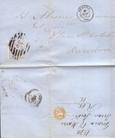 Año 1870 Edifil 107 50m  Sellos Efigie Carta    Matasellos Rejilla Cifra 26 Gerona - Brieven En Documenten