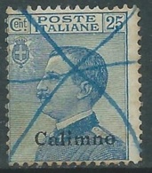 1912 EGEO CALINO USATO EFFIGIE 25 CENT - RA28 - Egeo (Calino)