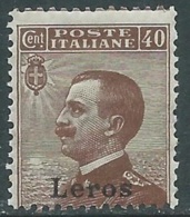 1912 EGEO LERO EFFIGIE 40 CENT MNH ** - RA26-3 - Ägäis (Lero)