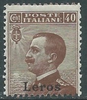 1912 EGEO LERO EFFIGIE 40 CENT MNH ** - RA26-3 - Egeo (Lero)