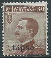 1912 EGEO LIPSO EFFIGIE 40 CENT MNH ** - RA26-2 - Aegean (Lipso)