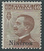 1912 EGEO NISIRO EFFIGIE 40 CENT MH * - RA26-2 - Aegean (Nisiro)