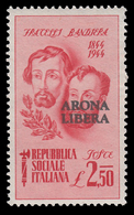 Italia - Comitato Liberazione Nazionale - FRATELLI BANDIERA  Lire 2,50 Carminio / ARONA LIBERA - 1945 - Nationales Befreiungskomitee