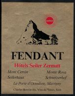 Etiquette De Vin // Fendant, Hotel Seiler, Zermatt - Mountains