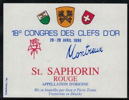 Etiquette De Vin // St.Saphorin Rouge, 18ème Congrès Des Clefs D'Or à Montreux - Muziek & Instrumenten