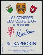 Etiquette De Vin // St.Saphorin, 18ème Congrès Des Clefs D'Or à Montreux - Musik