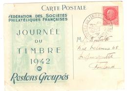 TOULOUSE Journée Du Timbre 1942 Défaut 2,40 F Pétain Yv 519 Coins Carte Défauts Ob 19 4 1942 - Cartas & Documentos