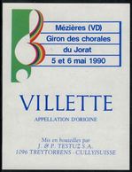Etiquette De Vin // Villette, Giron Des Chorales Du Jorat 1990 - Música