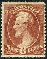 US #208a XF Mint O.g. Hinged 6c Lincoln From 1882 - Unused Stamps
