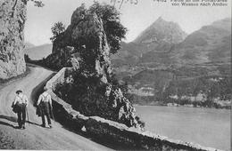 WEESEN - AMDEN → Partie An Der Poststrasse Mit 2 Berggänger Anno 1923 - Amden