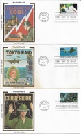 1992 Colorano Silk Cachet 3 FDC WW-2, Tokyo Raid, Cracking The Code, Corregidor, VF-XF !! (RN-8) - 1991-2000