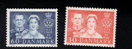 814163293 1960 SCOTT 374 375  POSTFRIS MINT  NEVER HINGED EINWANDFREI (XX)  KING FREDERIK AND QUEEN INGRID - Unused Stamps