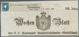 Österreich: 1858, (1,05 Kreuzer) Dunkelblau Zeitungsmarke, Type I, Allseits Voll- Bis überrandig, En - Ongebruikt