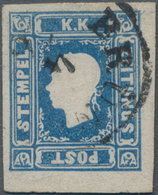 Österreich: 1858, Zeitungsmarke (1,05 Kr) Blau In Type II (statt In Type I), Oben Und Links Voll-, R - Ongebruikt