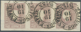 Österreich: 1859, (1,05 Kreuzer) Lila Zeitungsmarke, Type II, Waagerechter Dreierstreifen, Farbinten - Unused Stamps