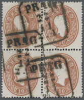 Österreich: 1860, 10 Kr. Braun, Farbfrischer Und Gut Gezähnter 4er-Block, Sauber Gestempelt "PRAG 22 - Ongebruikt