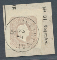Österreich: 1861, (1,05 Kreuzer) Bräunlichlila Zeitungsmarke, Oberrandstück (4,5 Mm), Seitlich Und U - Nuevos