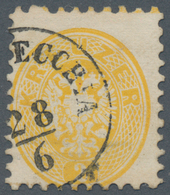 Österreich: 1864, Freimarke Doppeladler 2 Kr Dunkelgelb Mit Zartem Randleisten-Ansatz Oben, Entwerte - Unused Stamps