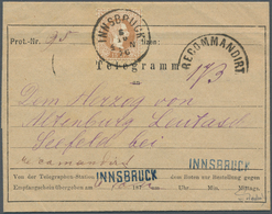Österreich: 1863, 15 Kr Braun, Grober Druck, Tarifgerecht Auf Vollständigem Telegramm Von INNSBRUCK - Ongebruikt
