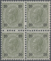 Österreich: 1890, 20 Kr. Lebhaftolivgrün/schwarz Im 4er-Block (mittig Unten Etwas Angetrennt), Farbf - Ongebruikt