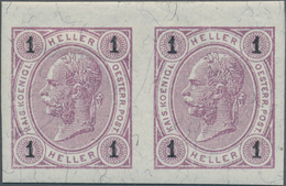 Österreich: 1899, 1 H Franz Joseph Ungezähnt, Ungebrauchtes Waagerechtes Paar In Herrlich Breitrandi - Unused Stamps