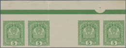 Österreich: 1916, 5 H Kaiserkrone Ungezähnt Im Waagerechten Zwischenstegpaar Mit Weiteren 2 Anhängen - Unused Stamps