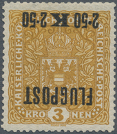 Österreich: 1918, Flugpost 2.50 K Auf 3 Kr. Mit KOPFSTEHENDEM Aufdruck In Ungebrauchter Prachterhalt - Ungebraucht