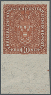 Österreich: 1918, Flugpost 10 Kr. Rotbraun NICHT VERAUSGABTER Probedruck Ungezähnt Und OHNE Aufdruck - Nuovi