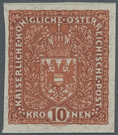 Österreich: 1918, Flugpost 10 Kr. Rotbraun NICHT VERAUSGABTER Probedruck Ungezähnt Und OHNE Aufdruck - Unused Stamps
