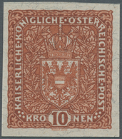 Österreich: 1918, Flugpost 10 Kr. Rotbraun NICHT VERAUSGABTER Probedruck Ungezähnt Und OHNE Aufdruck - Unused Stamps