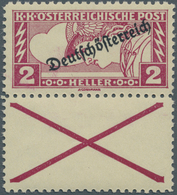 Österreich: 1919, 2 H Merkur "Deutschösterreich" Mit Unten Anhängendem Andreaskreuz, Seltene Mischzä - Unused Stamps
