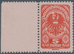 Österreich: 1919/1920, Freimarken, 5 H. Als Farbprobe In Rot Auf Rosa Papier Und Mit Linienzähnung, - Nuevos