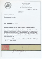 Österreich: 1919/1920, Freimarken, 50 H. Als Farbprobe In Karmin Auf Gelblichem Papier Und Mit Linie - Unused Stamps