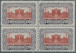 Österreich: 1919, 20 Kr Parlament In Guter Weiter Zähnung 11½, Postfrischer Viererblock In Unsignier - Unused Stamps