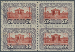 Österreich: 1919. Freimarken "Parlamentsgebäude", 20 Kronen Mit Lz 11½ Im Gestempelten 4er-Block. FA - Unused Stamps