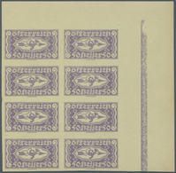 Österreich: 1921, 50 H Eilmarke Ungezähnt Im Postfrischen Eckrand-Achterblock! Ein Wert Kleine Finge - Unused Stamps