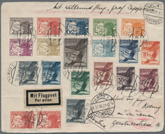 Österreich: 1929, Flugpost, Attraktive Frankatur Von 22 Werten Vs. Und Rs. Auf Zeppelinbrief Der Wel - Unused Stamps
